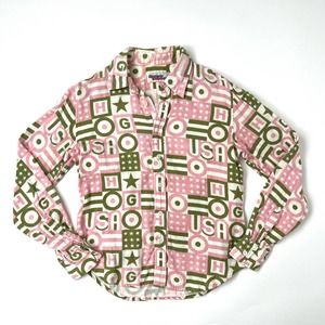 Hysteric Glamour Pink White Green Patterned Button Down Shirt